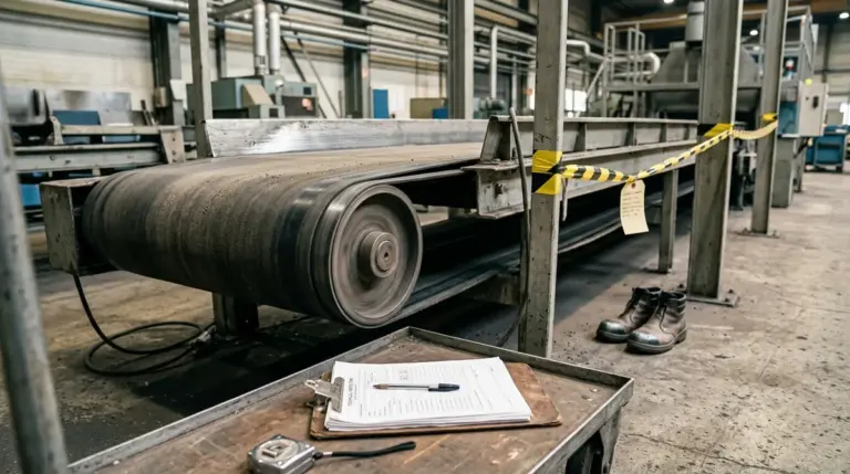 Il piede di un diciottenne è scivolato in un nastro senza protezioni